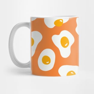 Cute Food Eggs Pattern Orange Background Mug